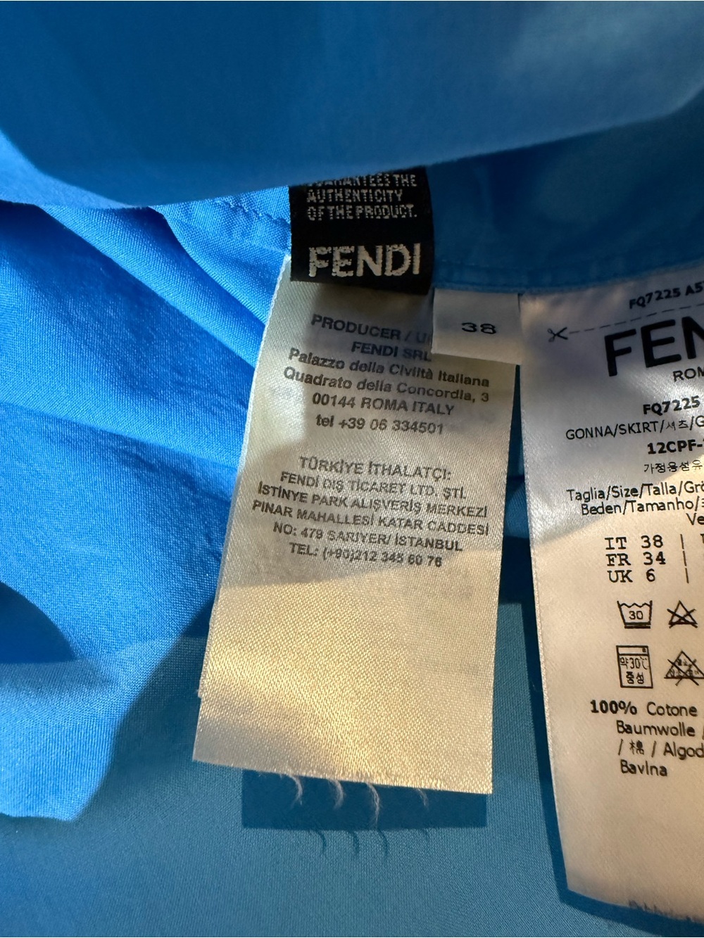 Authentic Fendi Light Blue Drawstring Skirt with Pocket - Picture 11 of 15